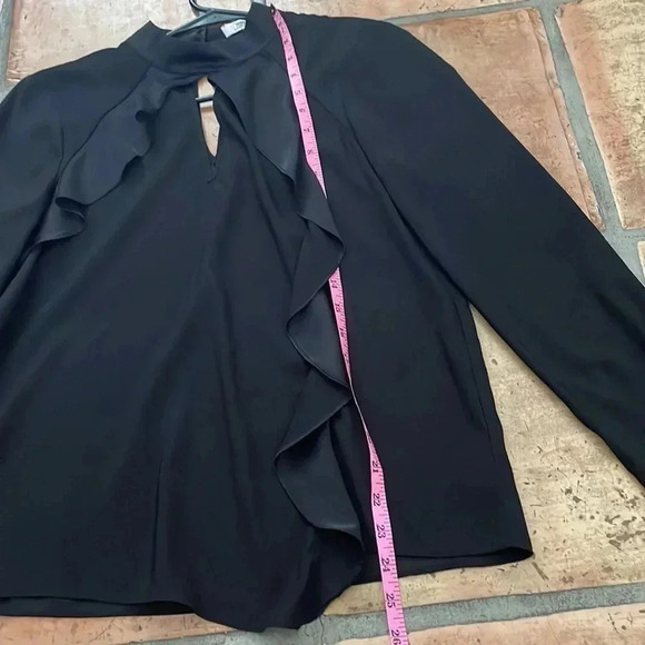PARKER ✨ Long Sleeve Ruffle Button Up Blouse Black Size XS - Picture 3 of 12